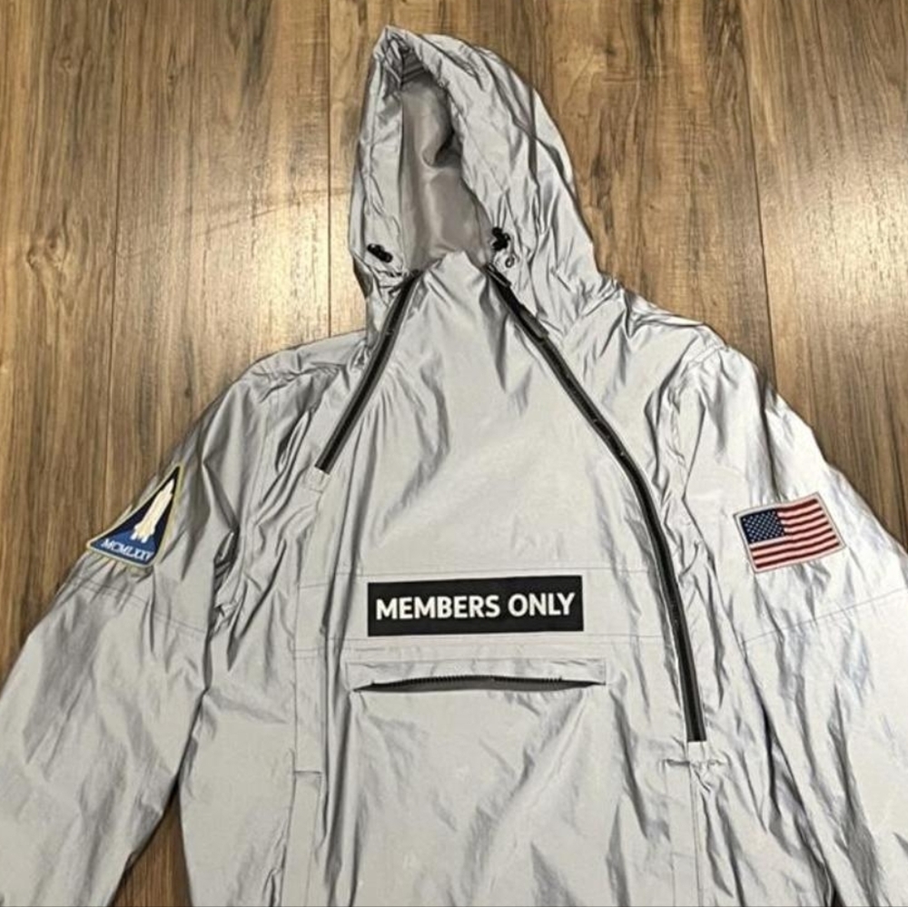 Members Only Gray Jacket with Space and Flag Patches